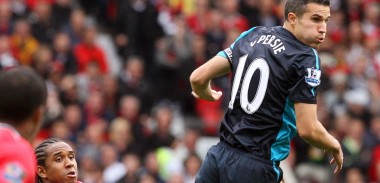 Robin van Persie in action for Arsenal against Manchester United